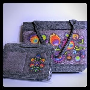 Shoulder bag case floral Bertoni Tote felt purse